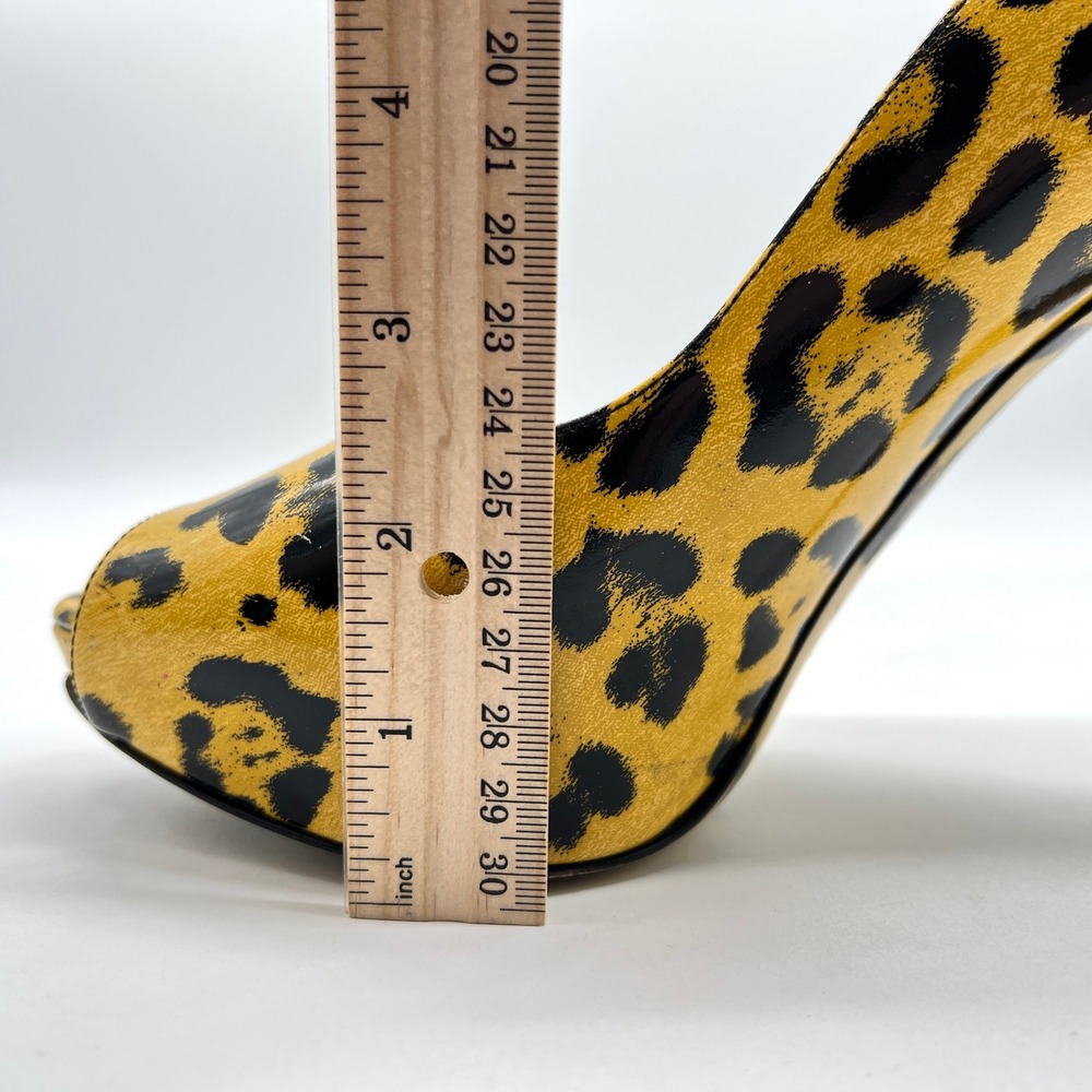DOLCE & GABBANA Yellow Leopard Peep Toe Platform Pump 9.5 Black Animal Stiletto - Picture 16 of 16